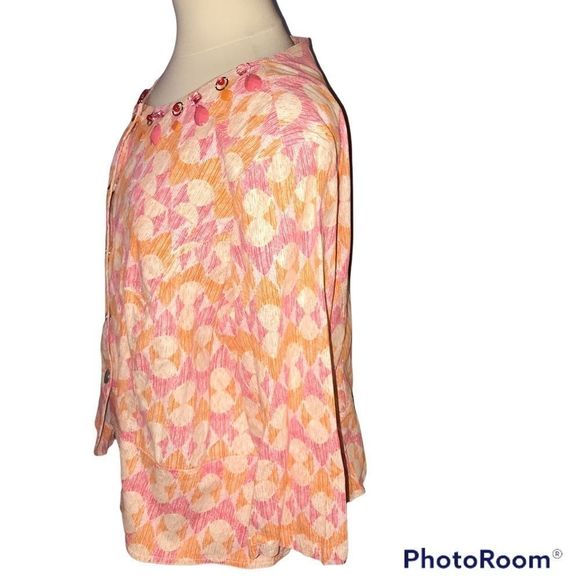 HEARTS OF PALM WOMAN gorgeous pink and orange jacket 3/4 sleeves SIZE 20W - Picture 3 of 6
